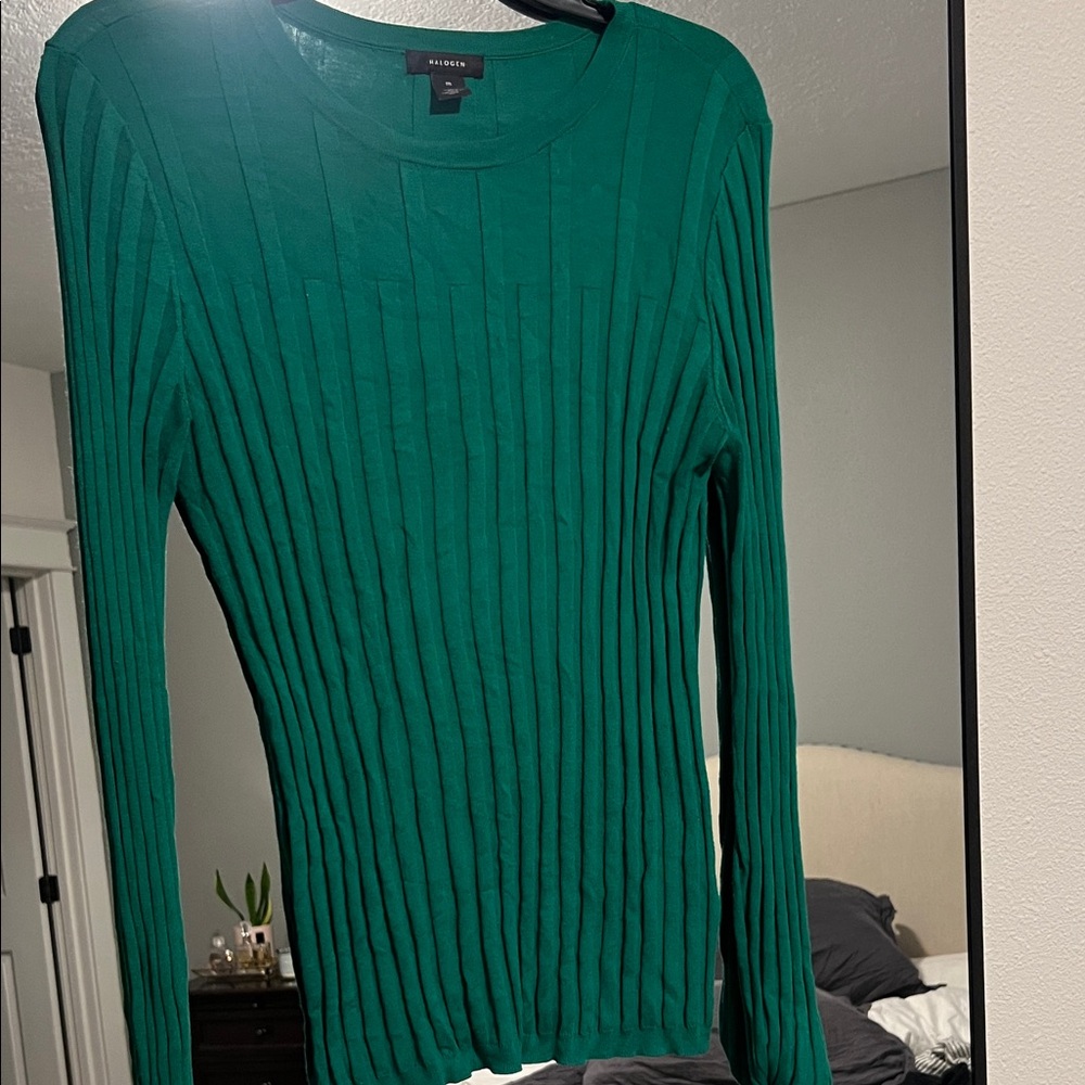 Halogen Ribbed Emerald Sweater